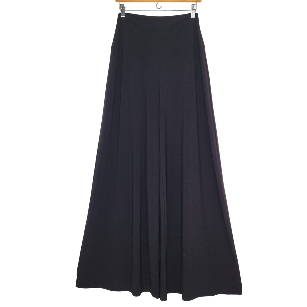 Norma Kamali Elephant Black High Waisted Palazzo Wide Leg Pants Large L/36